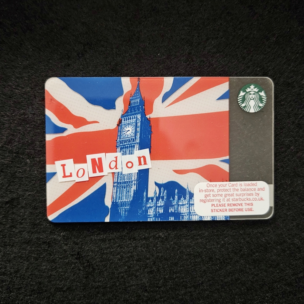 Starbucks London Card with Union Jack and Big Ben - Plastic